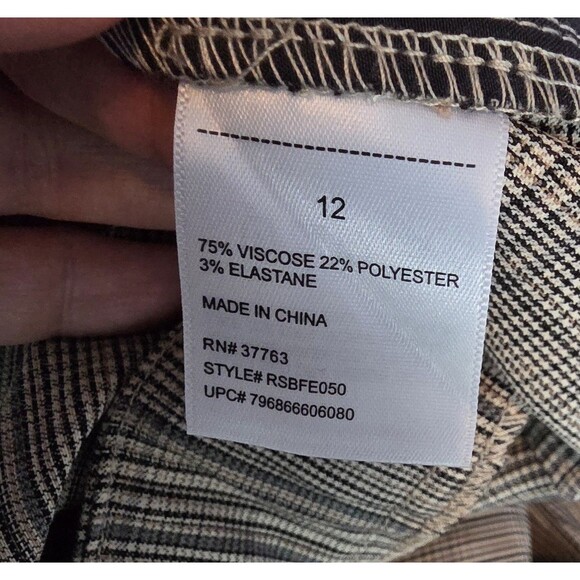 Rafaella Womens Pants NWT Size 12 Warm Taupe Stretch Slim Plaid - Picture 11 of 12